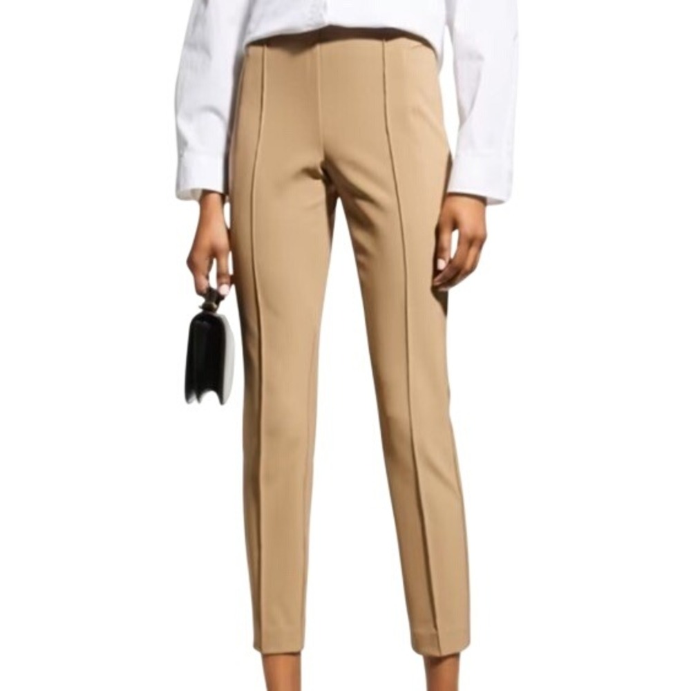 Lafayette 148 New York Cammello Beige Gramercy Acclaimed Stretch Pants Size 8